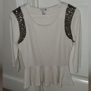 🌟FOREVER 21 BABY DOLL GLITTER BLOUSE SIZE MEDIUM